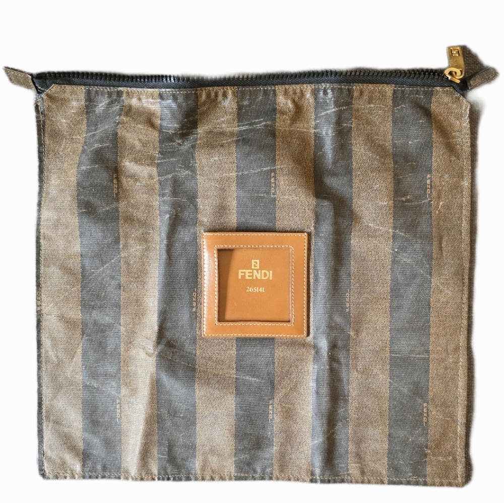 FENDI Penguin Stripe Large Clutch Zip Pouch
